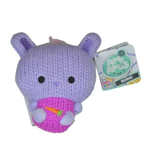 Ami Amis Plush Toy - Bunni - Soft Purple Knit Bunny Hugging Carrot 5" Size